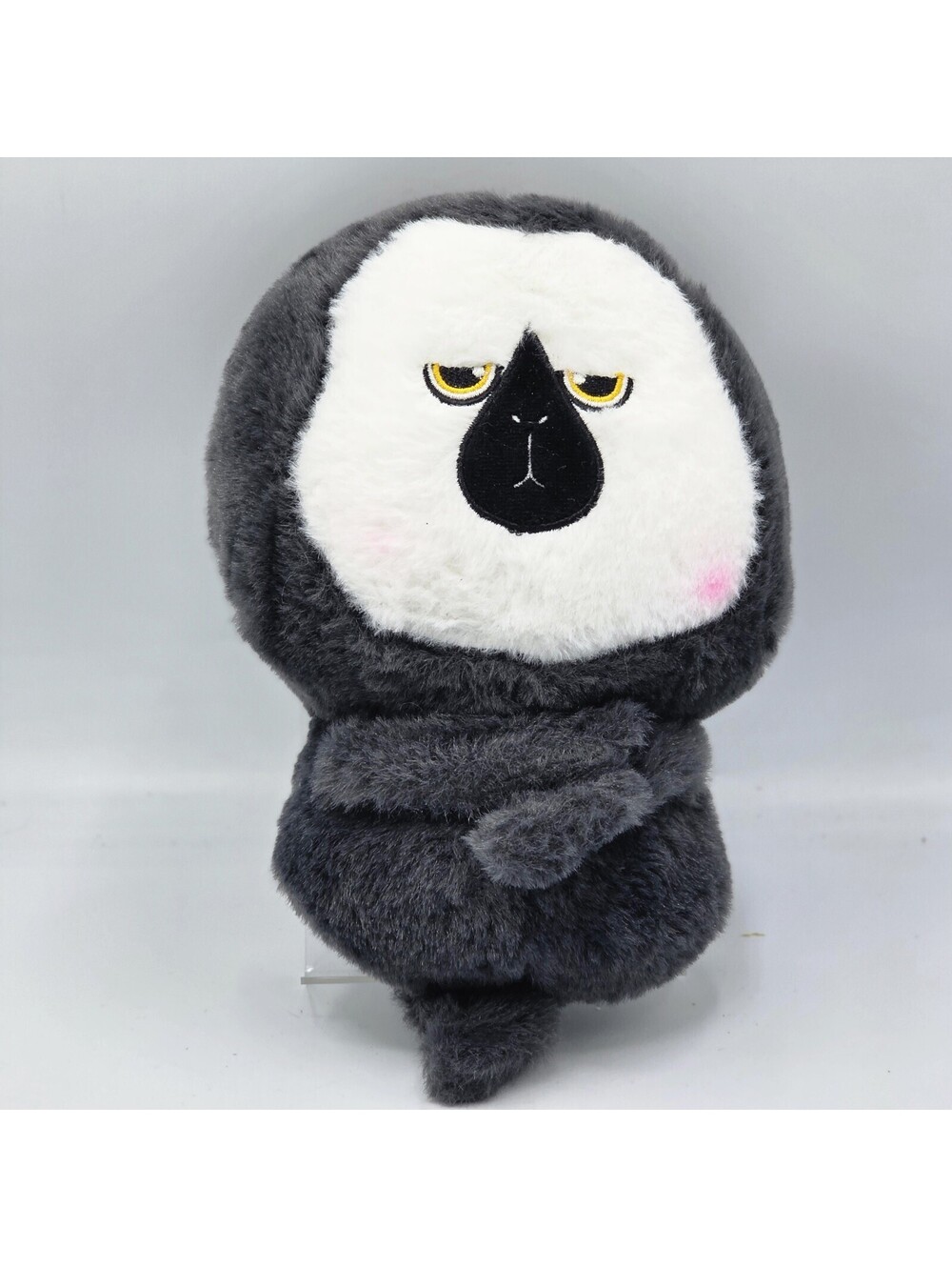 Cute Grumpy Sloth Plush Stuffed Animal Crossed Arms Gray White Kawaii Toy